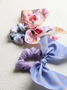 2 cái Hoa In Khăn Thắt Tóc Buộc - Nhiều màu - Xem 3