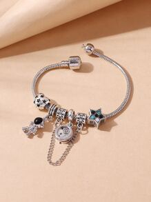 星形裝飾宇航員吊墜手環 - 銀色 - 查看 2