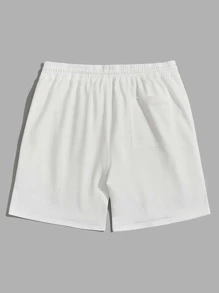 Manfinity Hombres Shorts con estampado de sol & tropical de cintura con cordón - Blanco - Ver 2