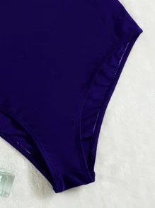 Ring Linked Backless One Piece Swimsuit Summer - Royal Blue - View 4