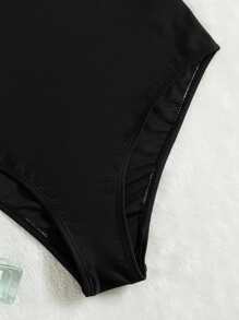 Women One-Pieces Backless Cincin Plain Seksi - Hitam - View 3