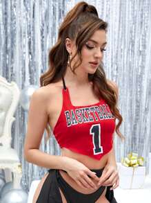 Top disfraz con estampado de letra - Rojo - Ver 4