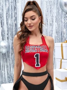 Top disfraz con estampado de letra - Rojo - Ver 5