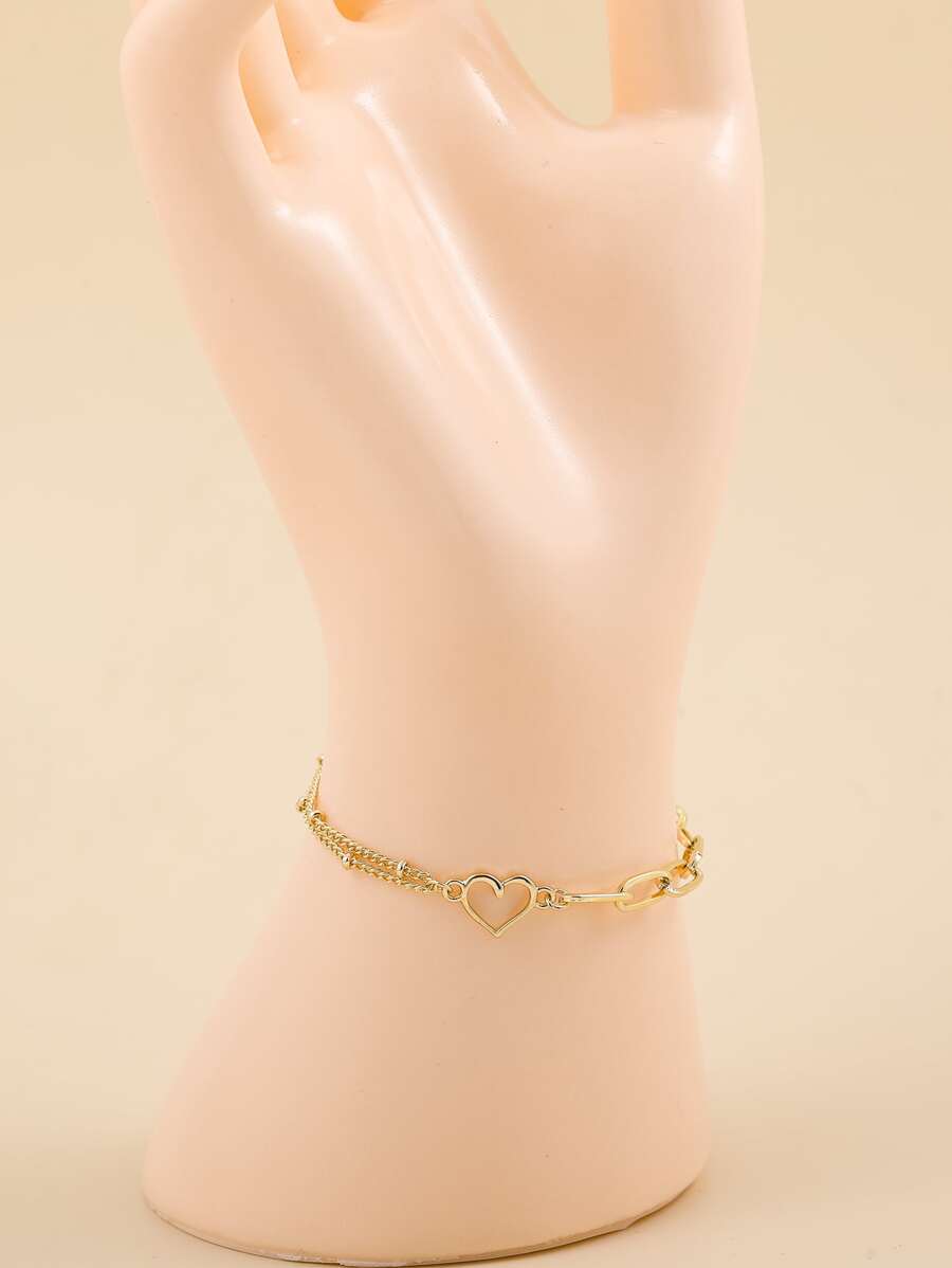 Heart Decor Chain Bracelet - Vàng - Xem 1