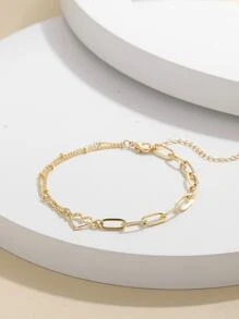 Heart Decor Chain Bracelet - Vàng - Xem 3