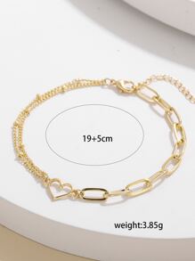 Heart Decor Chain Bracelet - Vàng - Xem 4