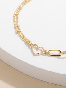 Heart Decor Chain Bracelet - Vàng - Xem 7