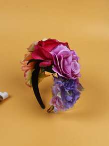 1 件女式玫瑰花头饰，适合万圣节、角色扮演、波西米亚风、海滩、新娘、孕妇拍照 - 涤纶仿花头饰 - 彩色 - 查看 1