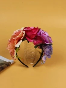 1 件女式玫瑰花头饰，适合万圣节、角色扮演、波西米亚风、海滩、新娘、孕妇拍照 - 涤纶仿花头饰 - 彩色 - 查看 4