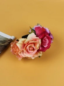 1 件女式玫瑰花头饰，适合万圣节、角色扮演、波西米亚风、海滩、新娘、孕妇拍照 - 涤纶仿花头饰 - 彩色 - 查看 5