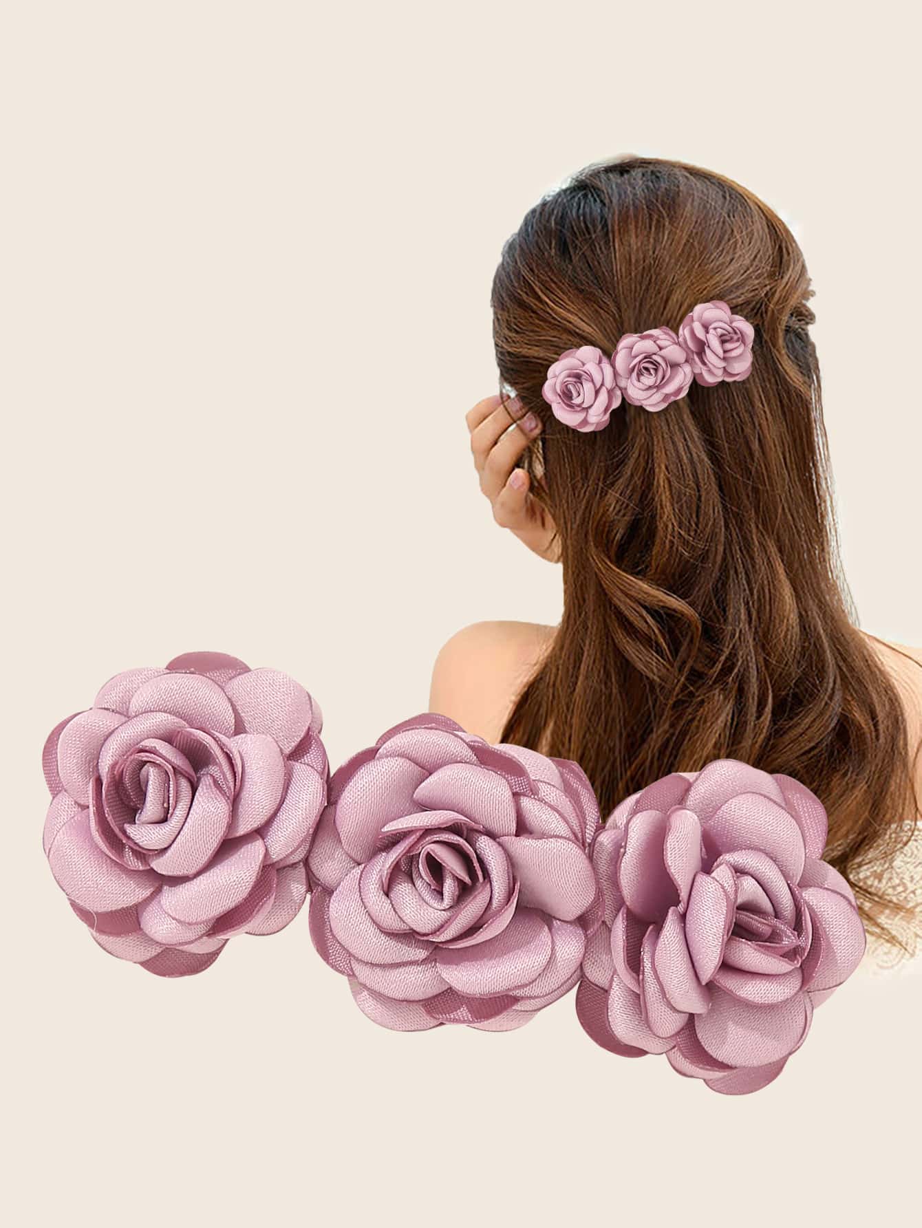 Flower Decor Hair Clip - Purple - View 1