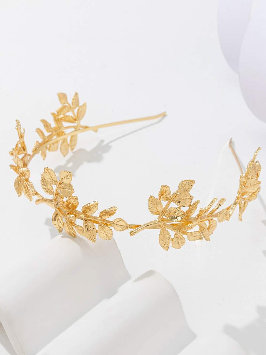 Leaf Decor Headband - Gold - View 1