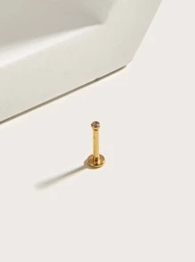 Rhinestone Decor Labret Lip Ring Unisex Stainless Steel Crystal Punk Piercing - A Fashionable Body Jewelry Gift For Any Occasion - Yellow Gold - View 1