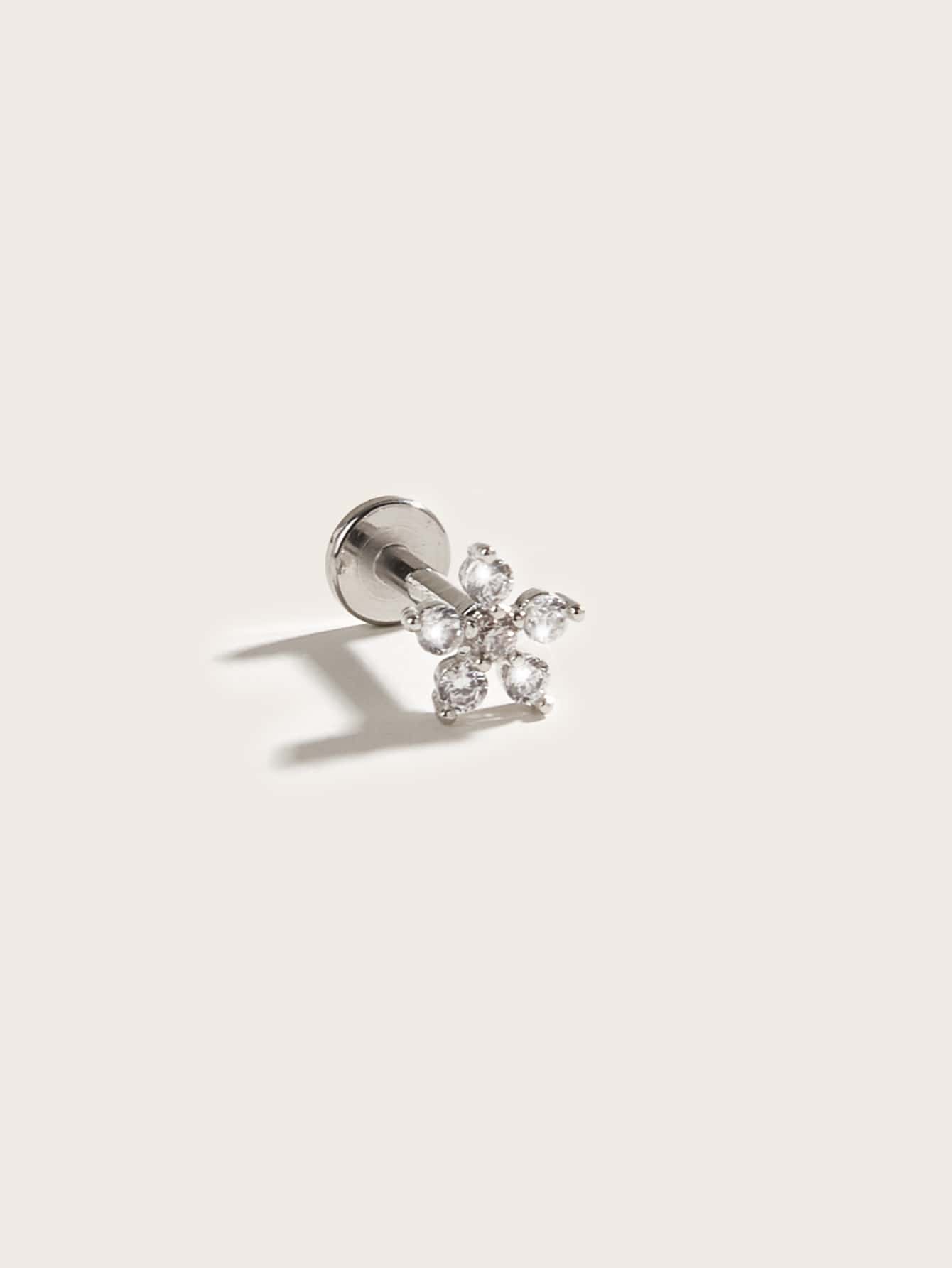 1pc Rhinestone Flower Design Stud Earring Valentines
