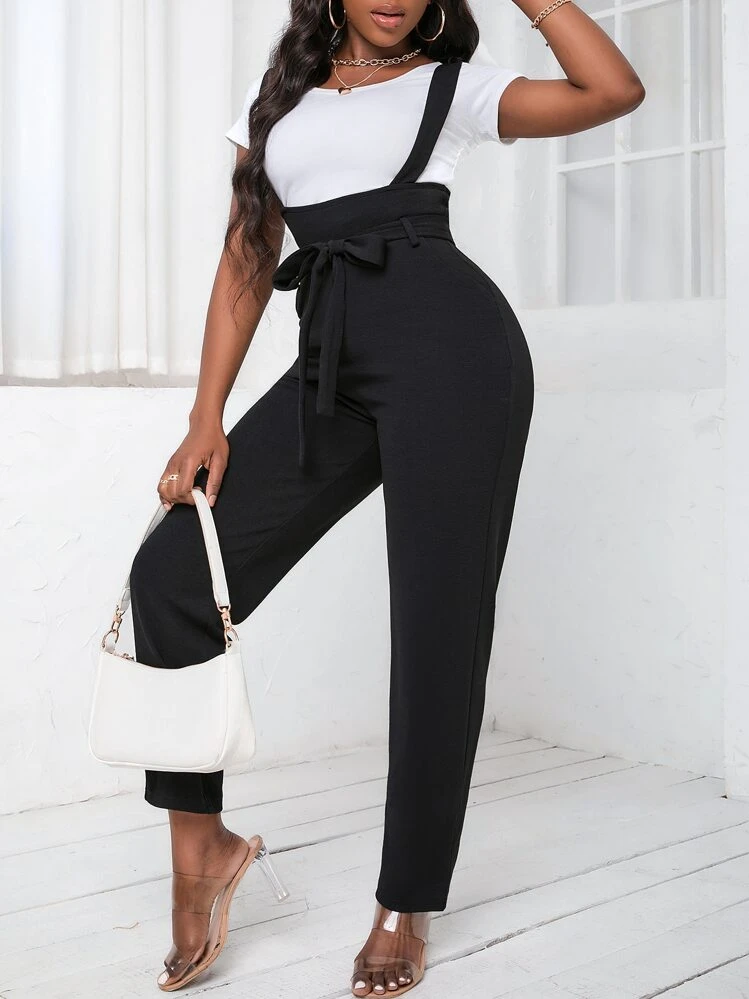 VaVaBold Belted Suspender Jumpsuit Without Tee - Black - View 5
