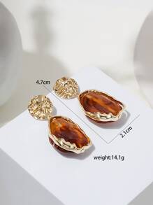 圓形裝飾耳墜 - 棕色 - 查看 5