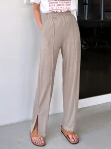 DAZY 鋼絲編織分裂褲襠 - 卡其色 - 查看 1