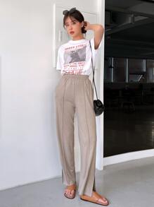 DAZY 鋼絲編織分裂褲襠 - 卡其色 - 查看 3