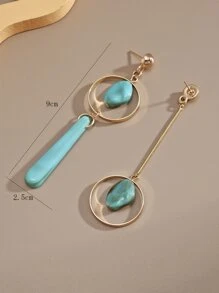 1對女性亞克力復古不對稱長耳環 - 彩色 - 查看 3