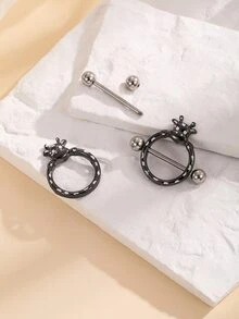 2pcs Cow Decor Nipple Ring - Multicolor - View 2