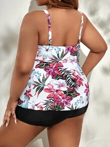 Swim Lushoire Plus Size In nhiệt đới Tankini Bãi biển mùa hè - Nhiều màu - Xem 2