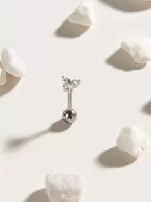 Flower Stud Earring - Silver - View 1