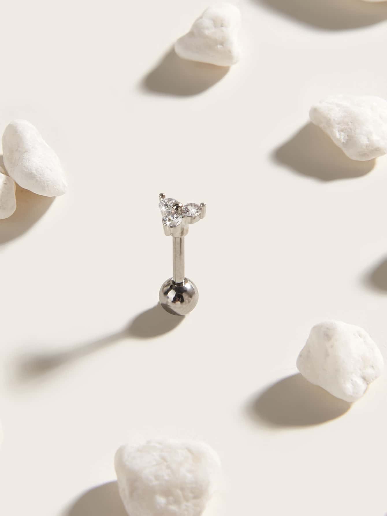 Flower Stud Earring - Silver - View 1