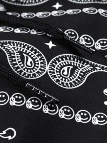 Manfinity RSRT Loose Fit Men's Paisley Print Shorts With Drawstring Waist Graphic Going Out Casual Drawstring Shorts, For Husband, Boyfriend Gifts