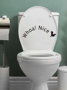 1pc Whoa! Nice Toilet Decoration Sticker - Black - View 2