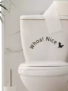 1pc Whoa! Nice Toilet Decoration Sticker - Black - View 4