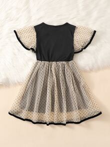 SHEIN Đầm Gái Xù Tương phản ràng buộc Chấm bi Boho - Nhiều màu - Xem 2