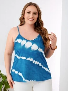 Mulvari 大碼紮染吊帶上衣 - 藍白色 - 查看 1