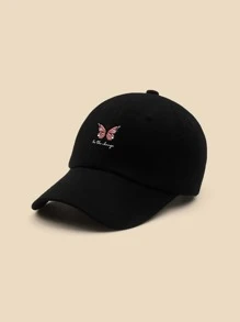 Butterfly & Letter Graphic Baseball Cap Cute - Black - View 3
