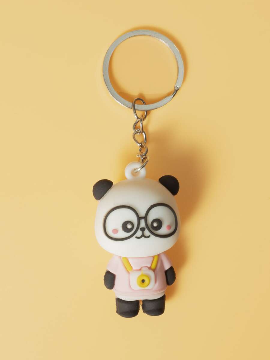 Cartoon Panda Charm Keychain - Multicolor - View 1