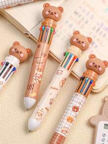 圓珠筆卡哇伊可愛熊鋼筆0.5mm卡通彩色圓珠筆學校配件文具適合女孩