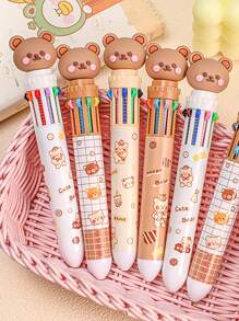 圓珠筆卡哇伊可愛熊鋼筆0.5mm卡通彩色圓珠筆學校配件文具適合女孩