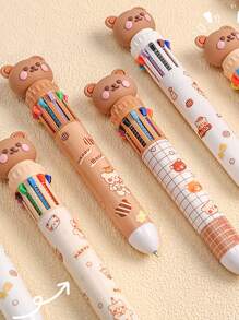 圓珠筆卡哇伊可愛熊鋼筆0.5mm卡通彩色圓珠筆學校配件文具適合女孩