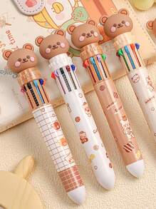 圓珠筆卡哇伊可愛熊鋼筆0.5mm卡通彩色圓珠筆學校配件文具適合女孩