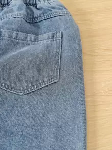 SHEIN 女孩字母圖案背心上衣和破洞毛邊牛仔褲 - 藍白色 - 查看 7