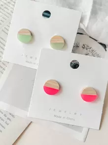 Hoa tai đinh tán tròn trang trí 2 cặp - Nhiều màu - Xem 1