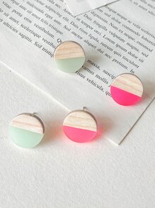 Hoa tai đinh tán tròn trang trí 2 cặp - Nhiều màu - Xem 2