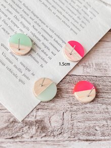 Hoa tai đinh tán tròn trang trí 2 cặp - Nhiều màu - Xem 3