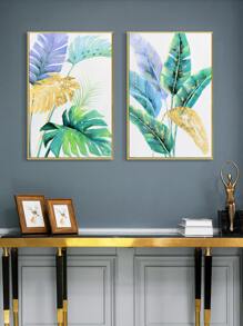 2pcs Tropical Print Unframed Painting - Multicolor - View 1