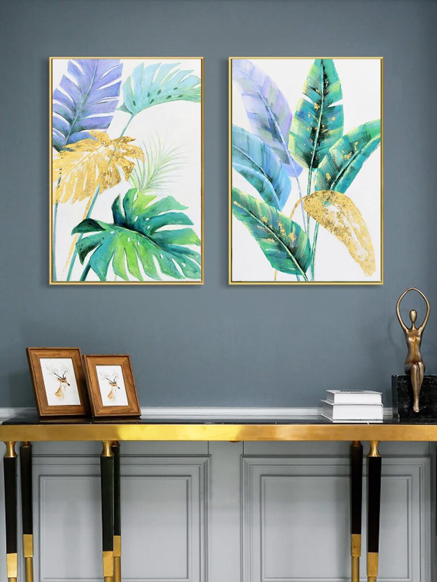 2pcs Tropical Print Unframed Painting - Multicolor - View 1