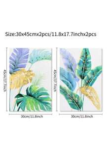 2pcs Tropical Print Unframed Painting - Multicolor - View 3