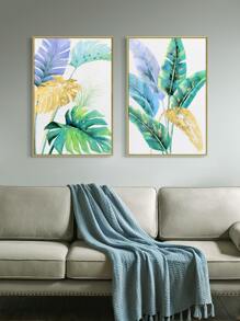 2pcs Tropical Print Unframed Painting - Multicolor - View 4
