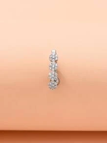 Rhinestone Decor Navel Belly Ring - Silver - View 1