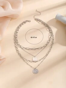 1 件时尚简约全新设计多层圆形星星和月亮吊坠项链男士