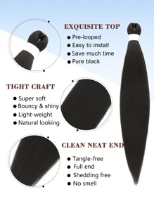 3pcs Long Straight Synthetic Hair Extension - Black - View 5