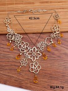 EMERY ROSE 花朵裝飾項鍊 - 金黃色 - 查看 3